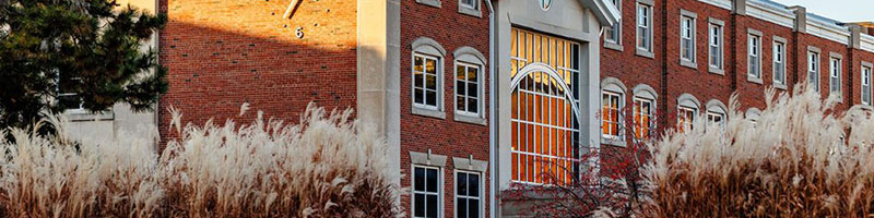 Fall photo of Schroeder Hall from the quad side.